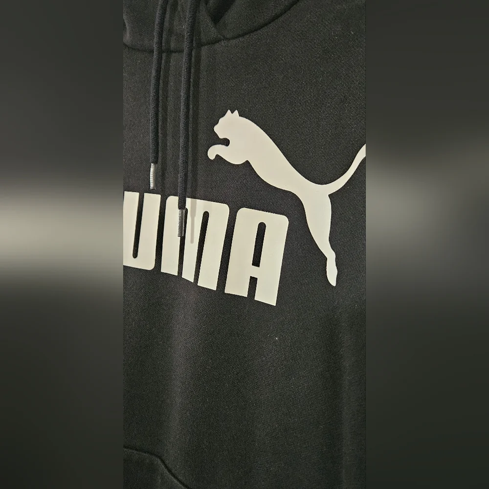 PUMA Unisex Black Hoodie with White Logo - Picture 2 of 5
